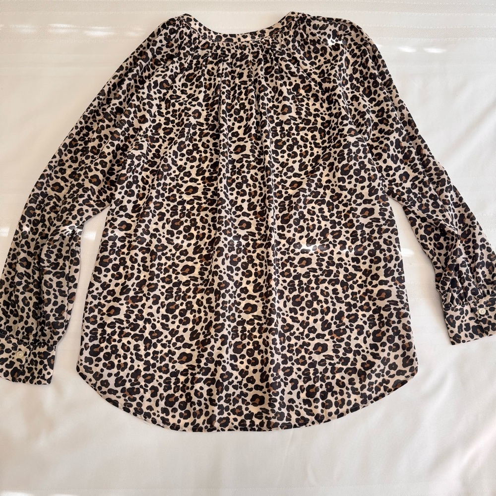 LOFT Leopard Print Collarless Button Down Blouse … - image 11